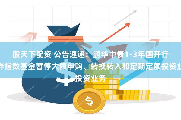 股天下配资 公告速递：鹏华中债1-3年国开行债券指数基金暂停大额申购、转换转入和定期定额投资业务